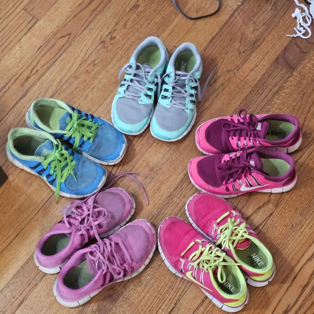 Nike Free Running Shoes - Pink, Blue, Purple Sneakers 5 pair bundle lot